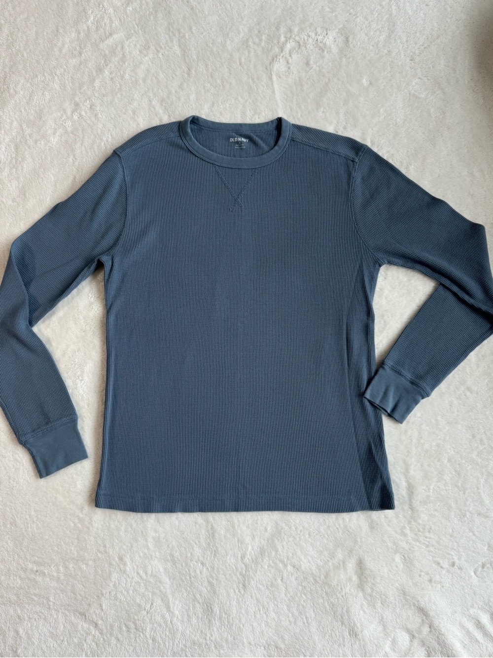 Old Navy Thermal-Knit Long-Sleeve Tee — Small, Blue-Gray/Navy